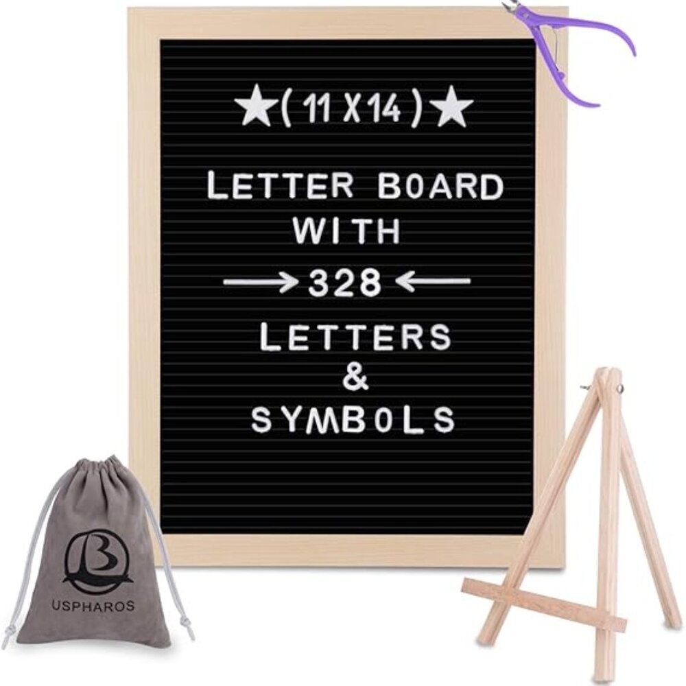 USPHAROS Black Felt Changeable Letter Board 11x14 w/Stand